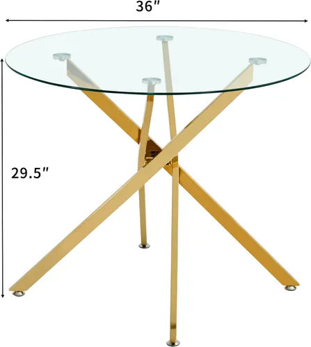 Vista 9 de HomVent Juego de mesa de comedor redonda de vidrio de 3 piezas, juego de mesa de cocina de vidrio redondo para 2 personas con 2 sillas de comedor