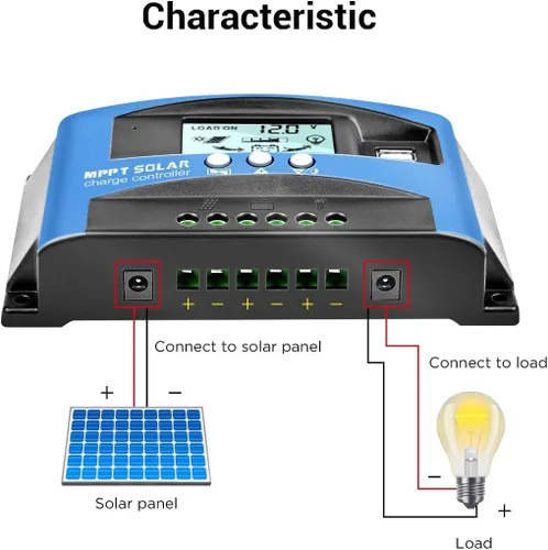 Vista 4 de MPPT Controlador de carga solar 30A 12V/24V Auto, panel solar regulador inteligente con doble puerto USB pantalla LCD para baterías de plomo ácido