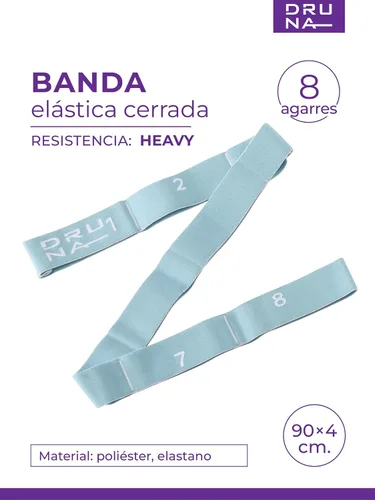 Vista 3 de Banda elástica de resistencia de 8 bucles, correa elástica de fitness para yoga, pilates, baile, gimnasia rítmica y terapia física