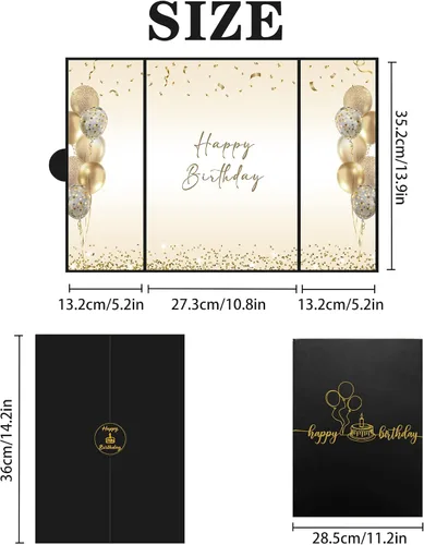 Vista 3 de DARUNAXY Decoraciones de Fiesta de Cumpleaños Negro Dorado, Libro de Visitas Alternativo Jumbo Feliz Cumpleaños para Hombres Mujeres Brindis por 30