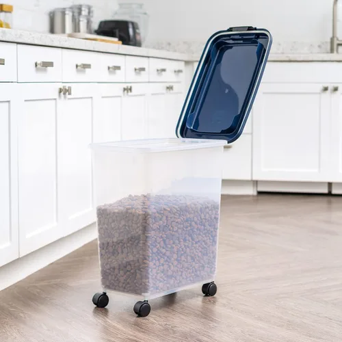 Vista 6 de IRIS USA Contenedor hermético de almacenamiento de alimentos para perros, hasta 40 libras, ruedas acoplables, para almacenamiento de alimentos