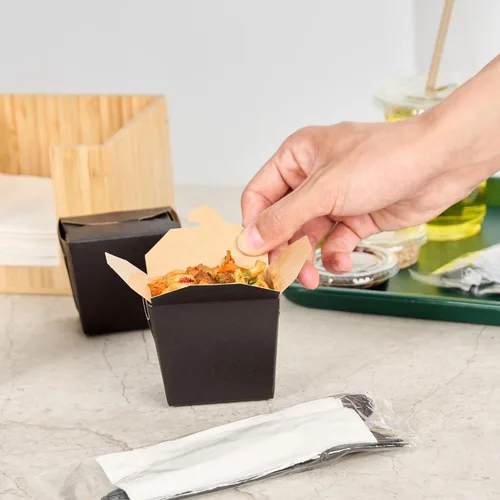 Vista 5 de Restaurantware Cajas chinas para llevar, paquete de 25 cajas de 8 onzas, resistentes a la grasa, contenedores de comida para llevar, desechables