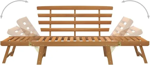 Vista 9 de 2-in-1 Convertible Garden Bench Daybed, Solid Acacia Wood Bench with Adjustable Armrests, Brown Outdoor Seating for Patio Balcony