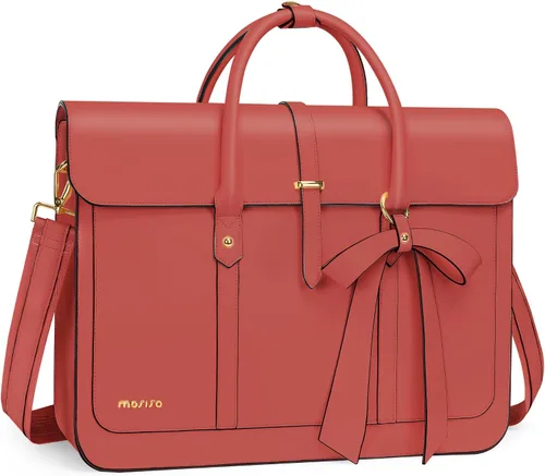 Vista 14 de MOSISO Bolsa para computadora portátil para mujer, de piel sintética, mochila convertible, bolsa de viaje para computadora con lazo