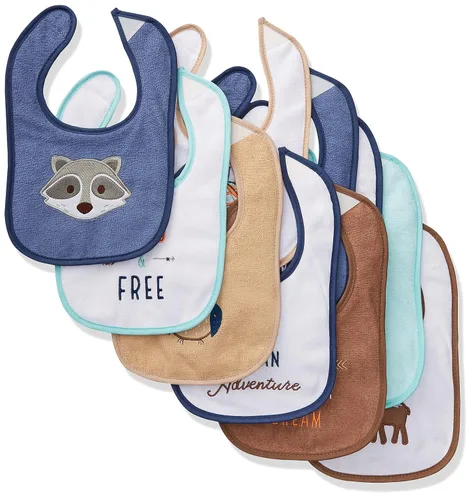 Vista 21 de Baberos Hudson Baby unisex de tela de toalla de algodón con relleno de fibra, Tamaño único Niño Gris Bosque