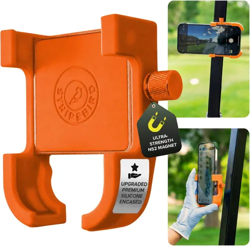 Vista 8 de Stripebird - Soporte Magnético Original para Teléfono de Golf - Accesorio para Carrito de Golf - Montura delgada para Smartphone - Almacena y Accede