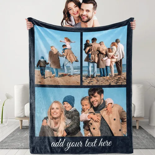 Vista 21 de Mantas personalizadas con fotos y texto, manta personalizada con imágenes, para memoria familiar, cumpleaños, Halloween, Navidad, Día del Padre, 30