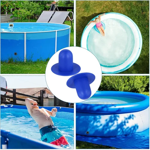 Vista 7 de Tinoaly 4 tapones de piscina para piscina sobre el suelo, tapón de orificio de filtro de bomba de goma, tapones de pared para piscinas, repuesto Azul