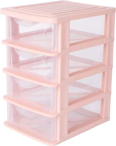 Vista 10 de Ipetboom Organizador de maquillaje, 1 unidad, organizador de cajones, escritorio con cajones de almacenamiento de 4 cajones, plástico