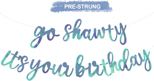 Vista 39 de BEISHIDA Pancarta Black Go Shawty It's Your Birthday de 11.4 pies, SIN BRICOLAJE - Pancarta de Feliz Cumpleaños con Purpurina Tema Hip Hop - Negro