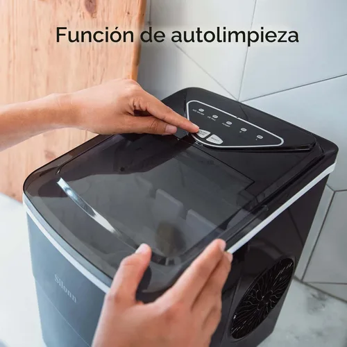 Vista 6 de Silonn - Máquina para hacer hielo con encimera, 9 cubos listos en 6 minutos, 26 libras en 24 horas, máquina de hielo autolimpiante con cuchara