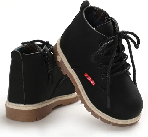 Vista 2 de LAFEGEN Toddler Boys Girls Leather Non-Slip Hiking Boots Outdoor Waterproof Lace-Up Snowshoes (ToddlerLittle Kid)