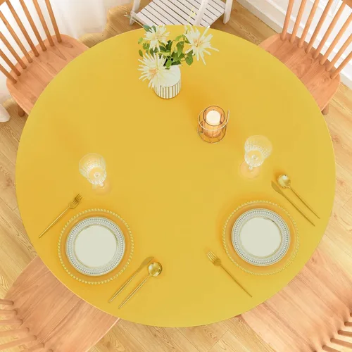 Vista 10 de Mantel ajustable con bordes elásticos para mesas redondas, funda elástica de elastano de 48 pulgadas para mesa en casa, comedor, picnic, fiesta