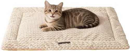 Vista 12 de SOMAHE Tapete plano para cama para gatos, forro polar de burbujas suaves Café