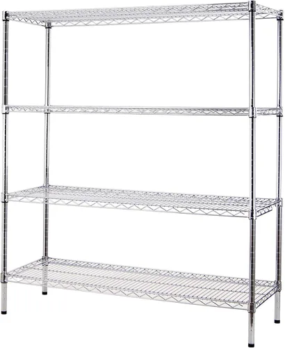 Vista 11 de Kit de estantería de alambre cromado de 4 niveles de 14 pulgadas de profundidad x 24 pulgadas de ancho x 54 pulgadas de alto Unidad de estante