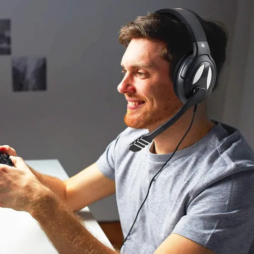 Vista 5 de Auriculares con cable para juegos sobre la oreja de 2.087 in Driver Pro Game con micrófono, sonido estéreo de graves envolventes, enchufe de 0.138