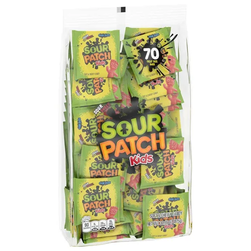 Vista 10 de SOUR PATCH KIDS Caramelos de gomita suaves y masticables, caramelos a granel, 140 paquetes de aperitivos Bolsas de tamaño de golosinas envueltas