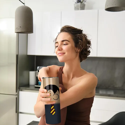 Vista 6 de Vaso delgado de acero inoxidable de 20 onzas a prueba de fugas con popote y tapa, taza de café de viaje para el hogar al aire libre, tazas térmicas