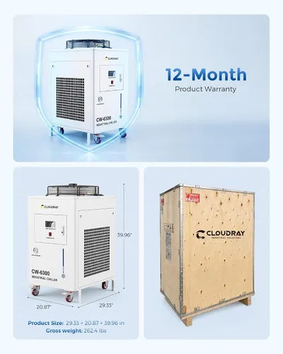 Vista 6 de Cloudray Enfriador de agua CW-6300 8000W Enfriamiento para máquina CNC