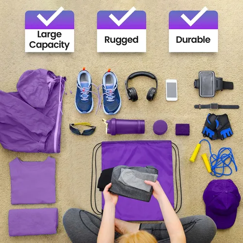 Vista 7 de Paquete de 72 bolsas con cordón, mochila con cordón a granel, bolsa de cincha, bolsa de gimnasio, mochila deportiva de viaje para hombres y mujeres