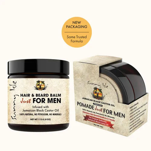 Vista 7 de Sunny Isle Pomada de bálsamo para cabello y barba de aceite de ricino negro