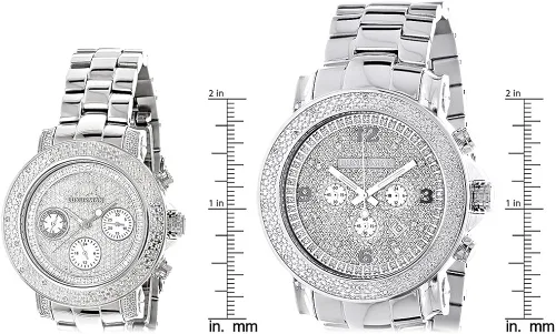 Vista 7 de LUXURMAN Juego de relojes de diamante de gran tamaño a juego para él y ella de 0.55 ct, Cronógrafo