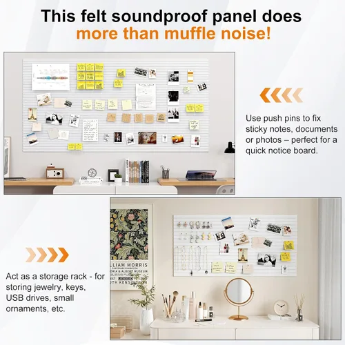 Vista 5 de 4 piezas de paneles acústicos, paneles decorativos insonorizados de 47''x23.6'', paneles grandes autoadhesivos que absorben el sonido para oficina