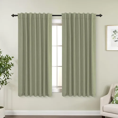 Vista 114 de KOUFALL - Cortinas de medio estilo francés de lino para ventana, juego de 2 cortinas cortas de 40 pulgadas de longitud, para privacidad, cortinas