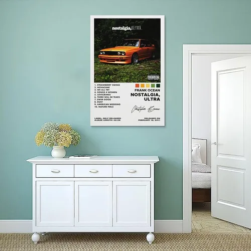 Vista 4 de WOODBU Frank - Póster de Nostalgia del Océano Ultra para portada de álbum, lienzo, arte de pared, póster de sala de estar, dormitorio, pintura de 12