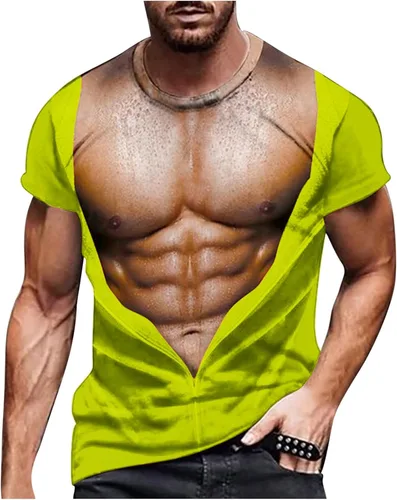 Vista 23 de Camisetas gráficas para hombre, grandes y altas, de manga corta, con estampado muscular, cuello redondo, casual, holgadas, para verano