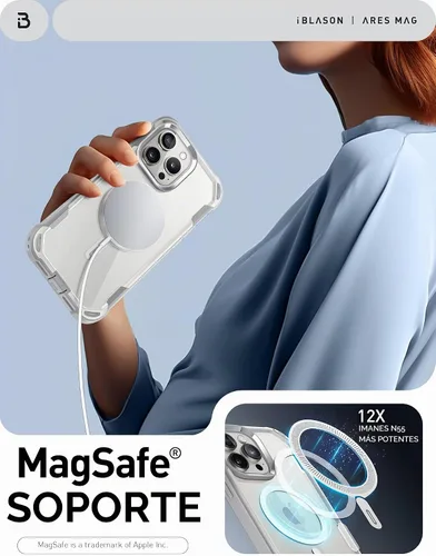 Vista 4 de i-Blason - Funda MagSafe para iPhone 15 Pro Max con protector de pantalla, color blanco