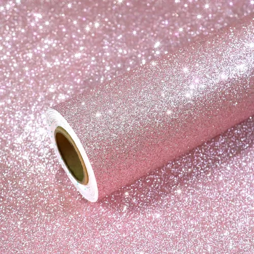 Vista 18 de VEELIKE Papel tapiz holográfico con purpurina plateada de 15.7 x 118 pulgadas, para pegar y despegar, extraíble, papel de contacto con purpurina Oro