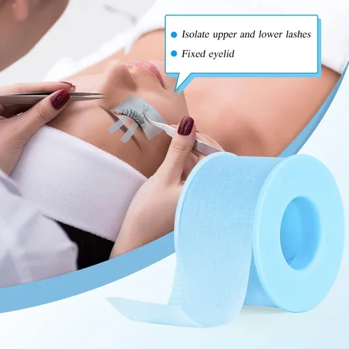 Vista 4 de QUEWEL Cinta de pestañas para extensiones de pestañas, cinta de pestañas azul, bien transpirable, cinta de extensión de pestañas, cinta