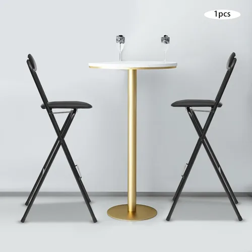 Vista 8 de Silla plegable con respaldo, taburete plegable de 41.3 pulgadas de alto, taburete de bar plegable portátil, asiento de altura de mostrador