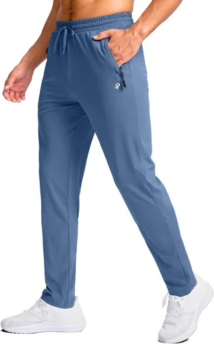 Vista 8 de Pudolla Pantalones deportivos altos para hombre con entrepierna de 32/34/36/38 pulgadas con bolsillos con cremallera, pantalones deportivos ligeros
