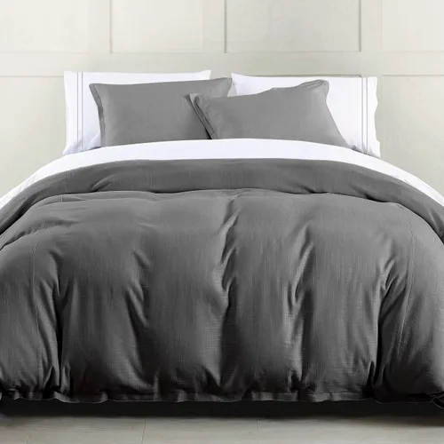 Vista 12 de HiEnd Accents Hera - Juego de edredón de lino a medida de 3 piezas con fundas de almohada, juego de ropa de cama de color liso gris Queen