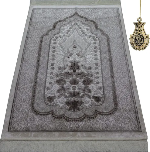 Vista 10 de Modefa Alfombra de oración de terciopelo islámico turco, alfombra de oración para hombres y mujeres, diseño tradicional musulmán Janamaz Sajada