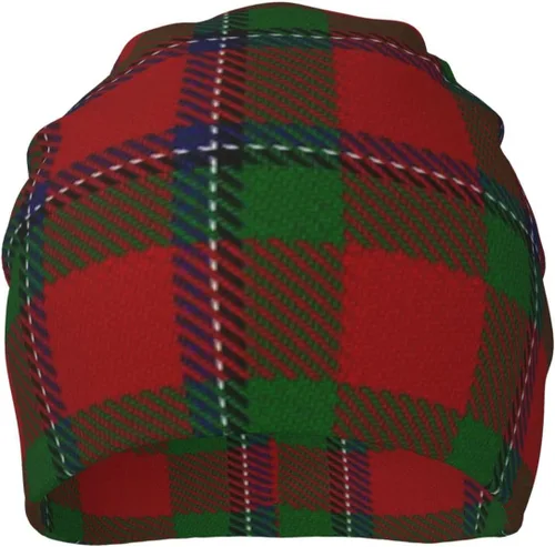 Vista 2 de MIZIBAO Gorro unisex con diseño de clan escocés, stewart, rojo, tartán, cálido, holgado, de punto, regalo para adultos