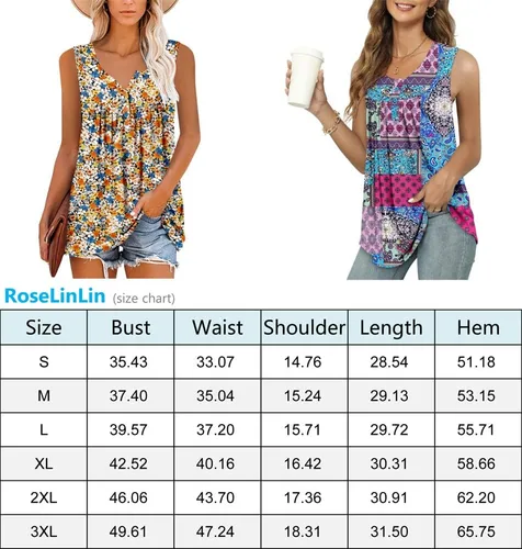 Vista 5 de Camisetas sin mangas para mujer y camisetas florales de verano de manga corta