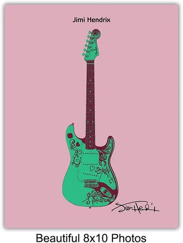 Vista 5 de Decoración de pared de guitarra - Jimi Hendrix, Stevie Ray Vaughan, Eric Clapton, Springsteen, Lennon - Juego de pósteres de arte pop de Andy Warhol