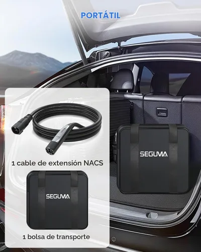 Vista 7 de Cable de extensión de cargador EV para Tesla, 50 amperios, 40 pies hasta 240 V, 12 kW, cable de extensión NACS Plug EV para conector de pared Tesla