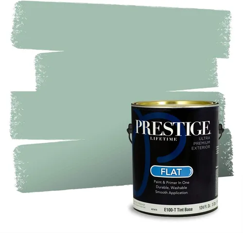 Vista 87 de Prestige Paints - Pintura exterior e imprimación en uno, 1 galón, plano, compatibilidad comparable con el color menta «Whipped Mint» de Behr