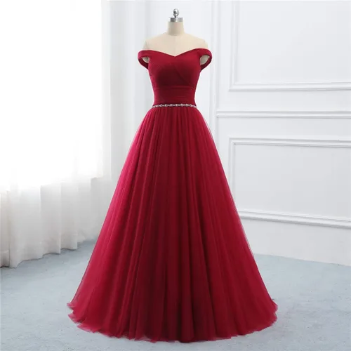 Vista 7 de BellaBridal - Vestido de fiesta formal de tul largo con hombros descubiertos, vestido de quinceañera, vestido de fiesta 020