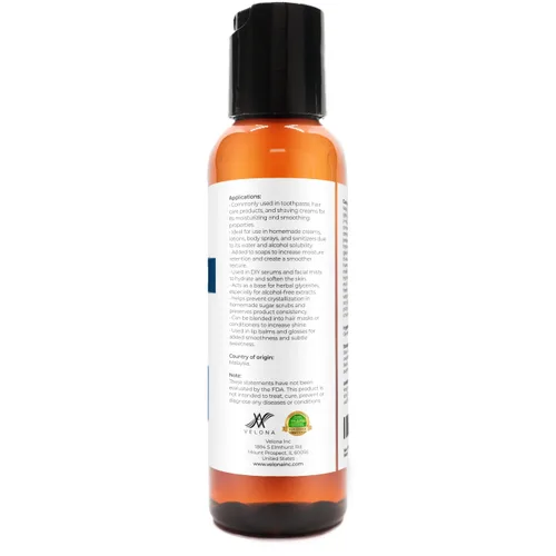 Vista 4 de velona Glicerina vegetal USP grado 2 fl oz Aceite portador 100% puro y natural Hidratante para cabello y cara para piel seca, baño de burbujas