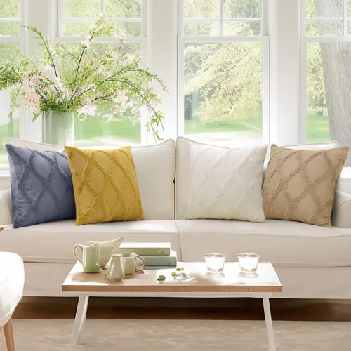 Vista 9 de decorUhome - Juego de 2 fundas de cojín decorativas para primavera de 16 x 16 pulgadas, fundas de almohada afelpadas de lana y piel sintética suave