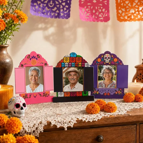 Vista 4 de Juego de 36 marcos de fotos de papel del Día de los Muertos, juego