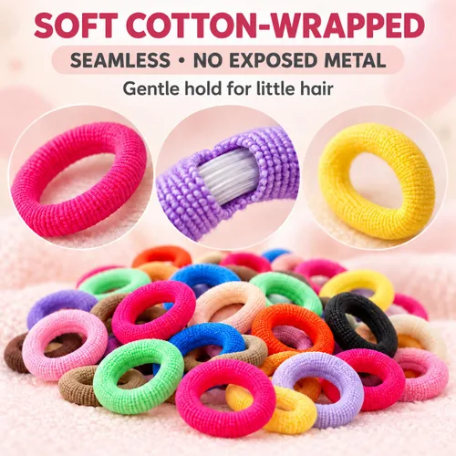 Vista 3 de TIZZ - Lazos para el cabello para bebés y niños pequeños, elásticos suaves Dulce