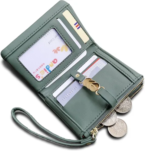 Vista 2 de TOPKULL Carteras para mujer, pequeñas Rfid, plegables, monedero para tarjetas y monedas con correa de muñeca