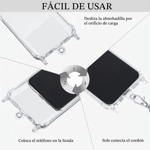 Vista 3 de Marspark 8 piezas de cordón de teléfono parche universal para teléfono correa de plástico para teléfono con anillo de metal compatible con teléfono