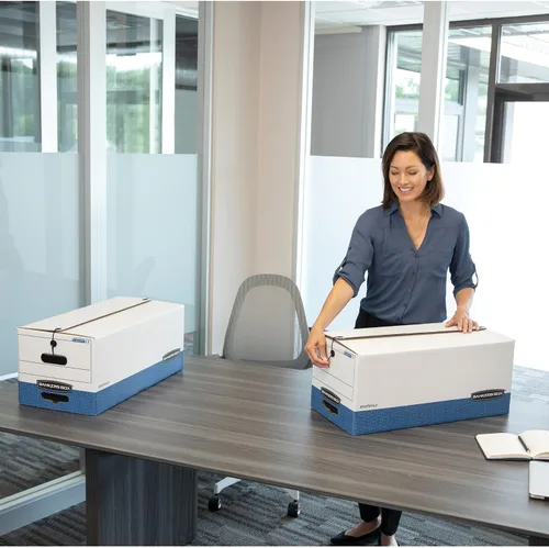 Vista 6 de Bankers Box StorFile Cajas, Carta, 500 Lb, 12"x24"x10," 12CT, color blanco, se vende como 1 caja de cartón, Fel 00704